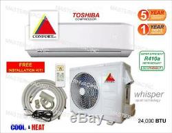 24000 BTU Ductless Air Conditioner, Heat Pump Mini Split 220V 2 Ton With/KIT