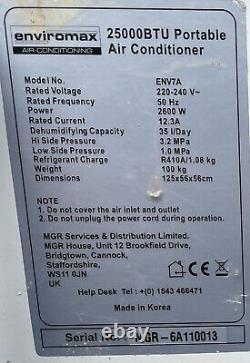 25000 Btu Enviromax Env7a Portable Air Conditioner