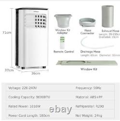 3 in1 Portable Air Conditioner 24H Timer Remote Control LED Dehumidifier 9000BTU