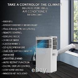 Belaco 9000BTU Portable 4-in-1 Air Conditioner, 28.8L Dehumidifier, Cooling Fan