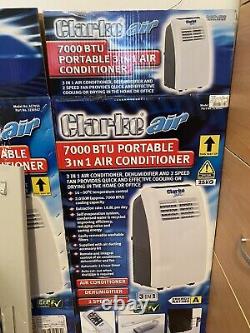 Clarke air 7000 BTU portable 3in1 Air Conditioner, Dehumidifier and 2 speed Fan