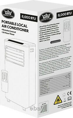 Premiair White 8000 BTU Portable Local Air Con Conditioner Unit & Remote Control