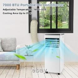 Climatiseur 7000BTU 3-en-1 avec ventilateur de refroidissement d'air et déshumidificateur avec télécommande.