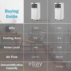 Climatiseur 9000 BTU 3-en-1 Ventilateur de refroidissement d'air Déshumidificateur Télécommande Wifi