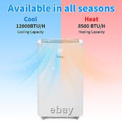 Climatiseur portable 12 000 BTU 4-en-1 avec refroidisseur d'air, ventilateur chauffant et déshumidificateur.