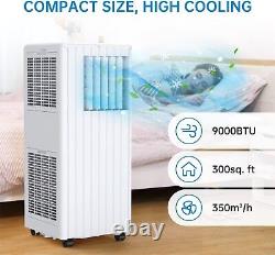 Climatiseur portable 9000BTU 3 en 1 avec mode refroidisseur d'air, ventilateur et déshumidificateur avec minuterie