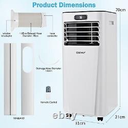 Climatiseur portable 9000 BTU, unité de climatisation 3-en-1 avec télécommande, ventilateur et mode sommeil.