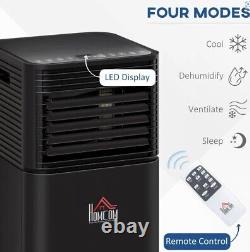 Climatiseur portable Homcom 8000 BTU 4-en-1, refroidissement et déshumidification, noir.