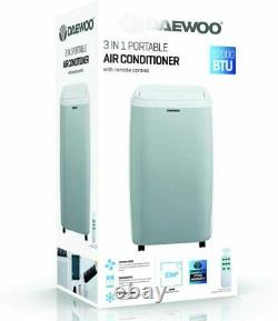 Daewoo 12000 Btu 3 En 1 Climatiseur Portable Avec Télécommande 3 Vitesse 1346w Blanc